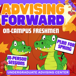 In-person advising sessions for on-campus freshmen.