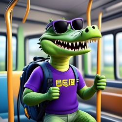 SFSU Gator riding the bus