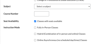 Class Schedule Advanced Search 